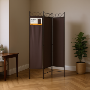 Décoration d'intérieur, séparateur de pièce en tissu brun à 3 panneaux, 47,2 x 78,7 pouces, écran de séparation pliable élégant - Product Image 2