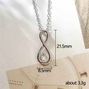 Collier pendentif minimaliste en forme de huit pour femme, incrusté de pierres étincelantes, longue chaîne, bijou tendance, idéal pour le quotidien, cadeau - Product Image 5