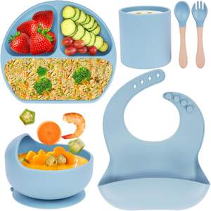 Meilleure vente : Ensemble d'alimentation en silicone pour bébé, kit de sevrage pour tout-petits, vaisselle pour bébé avec ventouse, kit de table à manger complet pour enfants - Product Image 2