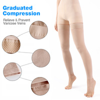 Chaussettes de contention professionnelles à compression graduée, hauteur cuisse, Classe 2, pour le soutien et le soulagement des varices et l'amélioration de la pression des jambes en cas d'enflure.
