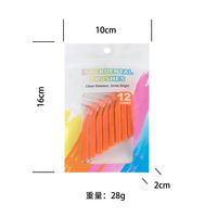 Brosses interdentaires de type L, 12 pièces, poils en nylon doux, antibactériennes, manche en plastique, usage unique, pour adultes, dents orthodontiques