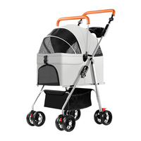 Poussette pliable pour animaux de compagnie, classique, 4 roues, écologique, pliage rapide à une main, sac de transport portable pour animaux de compagnie, pour chiens de petite/moyenne taille