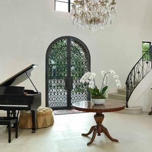 Vòng đầu đôi rèn sắt thiết kế cửa chính lối vào an ninh thép cửa ra vào cửa với transom - Product Image 4