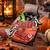 Médailles personnalisées d'Halloween, médailles de course en métal frappé à l'effigie de citrouille et main de zombie pour événements festifs et souvenirs