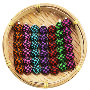 Nuevas Cuentas Redondas de Silicona con Diseño de Bandera a Cuadros de 15 mm, Personalizadas con Impresión, para Bolígrafos, Joyería, Collares, Pulseras, Manualidades, DIY 2024 - Product Image 3