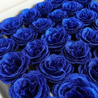Têtes de roses scintillantes, fleurs en cristal, fleurs en poudre or rose, bleu Enchantress, bouquet de la Saint-Valentin, matériel DIY, fleurs de roses scintillantes