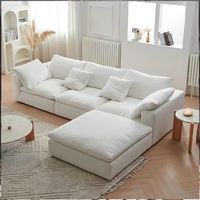 Nordisches Modernes Weißes Ecksofa-Set mit Tiefem Sitzbereich für Wohnzimmer, Umweltfreundlich