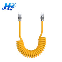 Câble de synchronisation de données pour voiture, 100W PD, charge rapide, enroulable, extensible, avec ressort, pour mobile et ordinateur portable, achat en gros