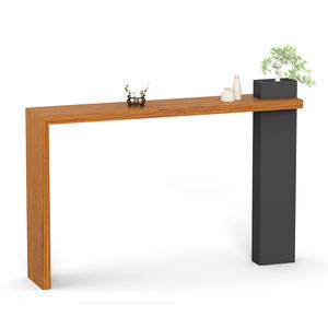 Escritorio de pie moderno para entrada de oficina en casa de 1,6 M, diseño de grano de pomelo dorado, Mostrador de exhibición de café de madera, mesa de salón para macetas - Product Image 1