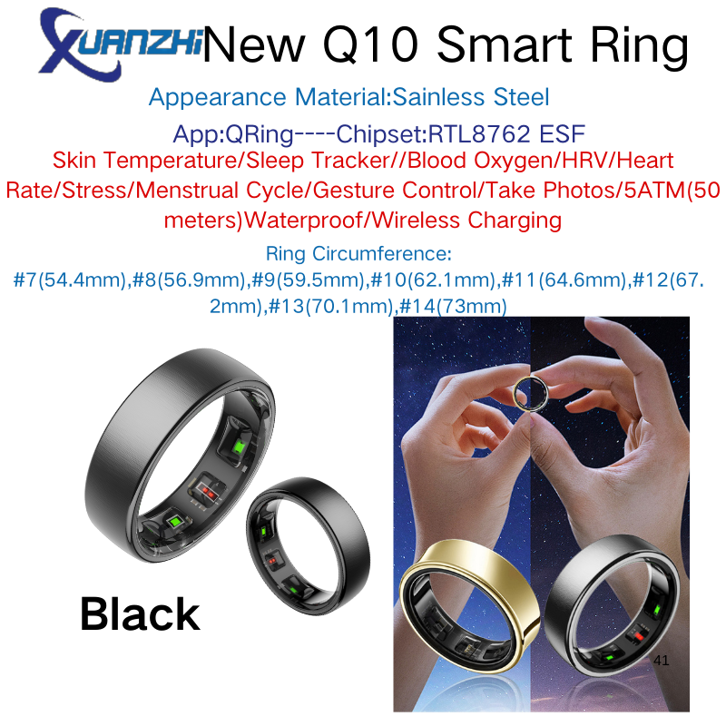 Black Xuanzhi-Q10-health-sleep-remote control-smart-ring
