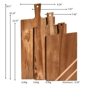 Usine personnalisée artisanat naturel écologique bois d'acacia blocs à découper planche à découper planche à pizza avec poignée pour la cuisine - Product Image 3