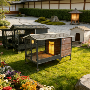 Jaula para Perros de Madera y Acero Inoxidable, Casa para Perros para Interiores, Sala de Estar, con Bandeja Extraíble, Jaula Decorativa Moderna para Mascotas - Product Image 5