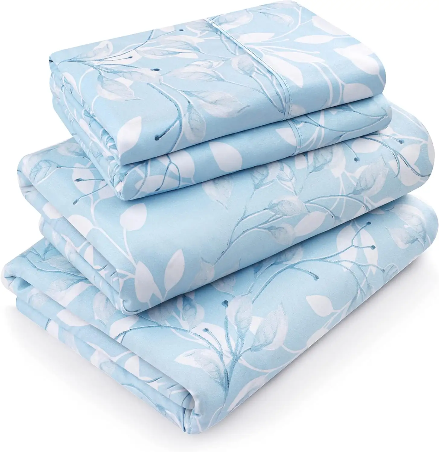 Conjunto de lençóis de cama 100% microfibra macio com duas fronhas estampadas