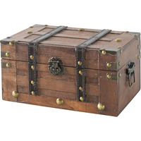 Coffre au trésor carré en bois vintage, style campagne française, boîte de rangement décorative antique avec loquet de verrouillage