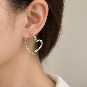 Orecchini a Cuore Aperto per Donne, Design a Forma di Cuore, Accessori per Orecchie da Indossare Quotidianamente - Product Image 2