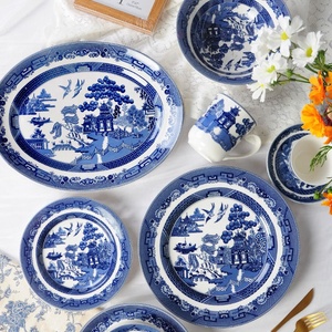 ชุดจานเซรามิกสไตล์ยุโรปอังกฤษลายบลูวิลโลว์แบบเรียบง่าย ขายส่งจากโรงงาน - Product Image 2