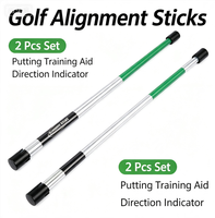 Lot de 2 bâtons indicateurs de direction de golf multicolores, aide au putting pour l'entraînement du swing et du putting sur le green