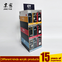 Support d'affichage en acrylique à 3 niveaux CT TEK pour câbles USB, chargeurs muraux, accessoires de téléphone, étagère verticale moderne pré-assemblée