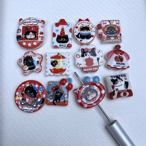 Cadena para Teléfono Móvil con Diseño de Vaca y Gato, Impresión a Doble Cara, Cuentas Bordadas y Accesorios, Serie Temática, Colgante para Bolso, DIY - Product Image 3