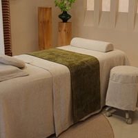 Ensemble complet 4 pièces blanc crème pour table de massage et lit, ensemble de literie de qualité supérieure pour salon de beauté