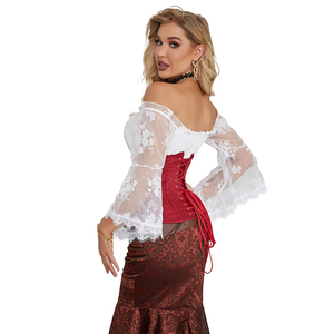 <span class=keywords><strong>Corset</strong></span> sous le buste gothique Steampunk <span class=keywords><strong>rouge</strong></span> 14 os en acier Corselet de mise en forme du corps - Product Image 6
