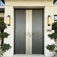 Porte d'entrée antivol en aluminium moulé, design moderne, fabrication exquise, ensemble de portes doubles en alliage d'aluminium, ouverture encastrée