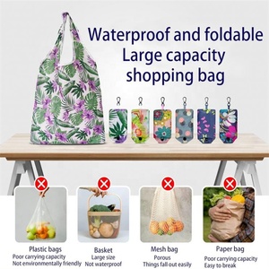 Heavy Duty Expandable Folding Travel Tote Reusable Polyester <b>Foldable</b> Grocery <b>Shopping</b> <b>Bag</b> - Product Image 2