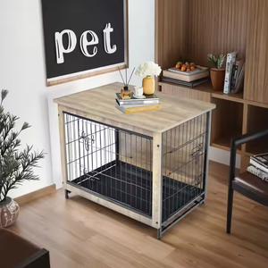 Legno di ferro cassa di cane mobili con vassoio di plastica per animali domestici gabbia di legno per cani - Product Image 1