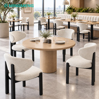 Ensemble de mobilier de restaurant commercial moderne : chaise de salle à manger rembourrée, table ronde en bois massif, banquette capitonnée pour café
