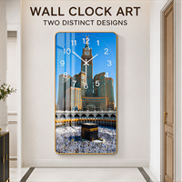 Horloge murale d'architecture islamique encadrée en PVC, horloge verticale Kaaba, art de la mosquée, décoration pour salle de prière, salon, hôtel