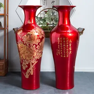 Zemin vazoları ev dekoratif çiçek vazolar ev dekor için uzun boylu büyük seramik çin 3 metre porselen noel kırmızı Modern 1 adet