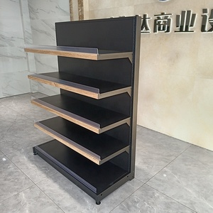 Estantes de exhibición con panel trasero plano negro de una sola cara para tiendas minoristas, estantes de supermercado en <span class=keywords><strong>venta</strong></span>, estantes para supermercados - Product Image 3