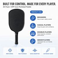Raquette de pickleball en fibre de carbone de qualité supérieure, construction monobloc, surface en graphite injectée de mousse, forme allongée