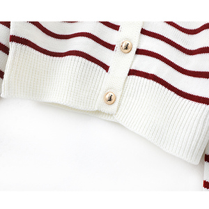 Automne col <span class=keywords><strong>marin</strong></span> rayure boutons femmes tricot Cardigan <span class=keywords><strong>pull</strong></span> haut - Product Image 6