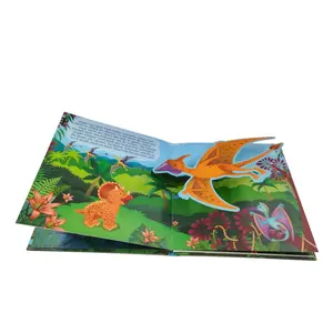 Libro de cuentos de bebé personalizado, libro Pop Up 3D de dinosaurios de cubierta dura, impresión