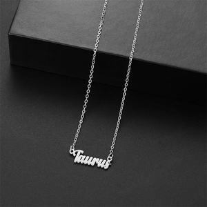 Colliers ras <span class=keywords><strong>du</strong></span> cou en acier inoxydable plaqué or 18 carats, pendentifs zodiacaux rétro minimalistes, style anglais, vente en gros - Product Image 5