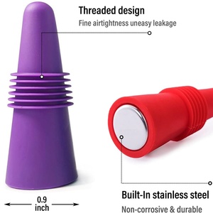 Bouchon de bouteille de vin en silicone souple avec fermeture supérieure à prise en main pour conserver le vin frais, lot de 8 - Product Image 3