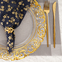 Assiette de Présentation Moderne en Plastique PS Durable, Forme Irrégulière, Motif Floral Doré en Relief, Personnalisable, Marque Jiahe - MOQ 100 pièces, Luxe
