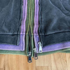 Nueva Llegada Sudadera con Capucha de Algodón y Poliéster, Estilo Vintage, Color Liso, Estilo Urbano, Oversize, Lavado Ácido, Triple Capa, con Cremallera - Product Image 4