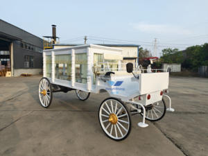 Char funéraire rétro <span class=keywords><strong>de</strong></span> style européen britannique, <span class=keywords><strong>chariot</strong></span> blanc populaire, voiture-cercueil, cercueil à chevaux, transport spécial - Product Image 3