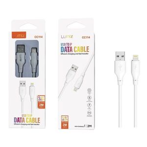 Cable de datos Lumiz USB a IP de 2 m, 3.0 A, carga rápida y transferencia de datos - Product Image 1