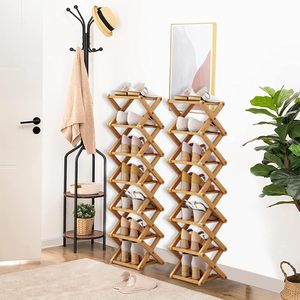 Étagère à chaussures pliable en bambou à 7 niveaux, design moderne, autoportante, en <span class=keywords><strong>bois</strong></span>, pour la maison, l'appartement, l'hôtel, pour l'ameublement de salon - Product Image 3