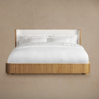 Muebles de Dormitorio Clásicos de Alta Calidad, Estructura de Cama Tapizada en Madera Sólida, Cama Queen/King Size con Tapicería de Tela