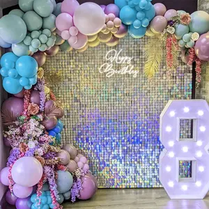 Iridescent Silver Shimmer Wall Backdrop Sequin Shimmer Wall Panels Backdrop for Party Decoration Birthday Wedding & Engagement