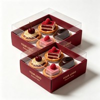 Boîte en papier personnalisée pour boulangerie avec logo d'usine, emballage pour pâtisserie, boîte à tarte au maïs grillé avec couvercle transparent