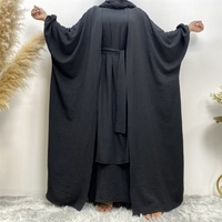 1944 #   Meilleure Vente Ensemble Abaya 3 Pièces en Crêpe Ample pour Femme, Robe Intérieure Sans Manches et Grand Cardigan Cache-Corps, Tenue de l'Aïd