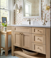 CBMmart 2025 Nouvelle vanité de salle de bain en bois massif en chêne blanc sur mesure avec lavabo et robinet miroir