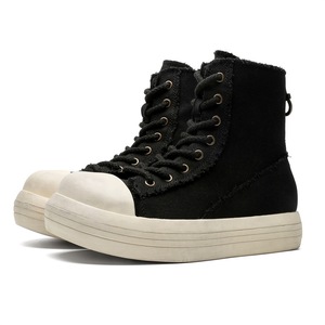 Chaussures décontractées montantes noires de haute qualité, chaussures de marche en cuir véritable pour hommes et femmes, élégantes et respirantes - Product Image 6