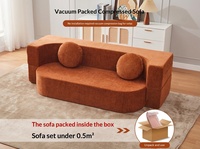 Vakuumkomprimiertes chinesisch-inspiriertes Retro-Sofa, kompakte Größe, modulares Wohnzimmer-Sofa, zweifach nutzbar, einsitziges, faltbares Stoffsofa-Bett