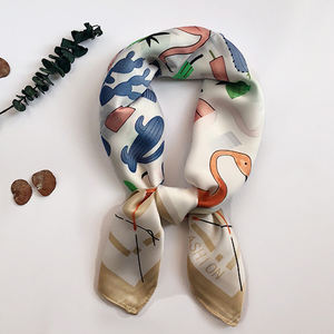 منخفضة موك مخصصة مطبوعة للنساء أزياء السيدات وشاح مربع وشاح الرأس وشاح الحرير - Product Image 2